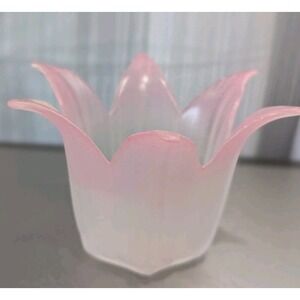 Partylite Pink‎ Rose Bud Candle Holder Satin Frosted Finish #P0609